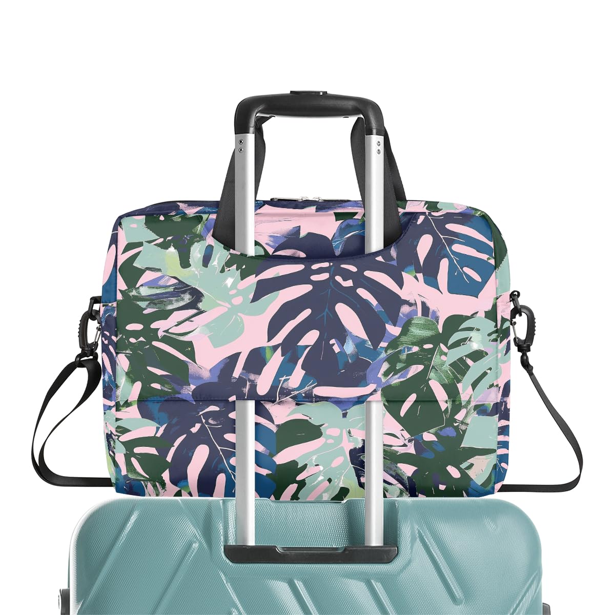 Borsa per laptop 15.6 16 Pollice Camouflage Foglie di Palma Custodia per Laptop Impermeabile Borsa Messenger a Tracolla per Donne Uomini, Nero