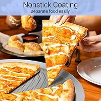 Vista 3 de Bandeja para pizza Beasea de 16 pulgadas para horno, redonda, hecha de aleación de aluminio, con orificios, para hornear, utensilios para el hogar