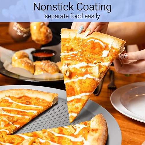 Miniatura 3 de Bandeja para pizza Beasea de 16 pulgadas para horno, redonda, hecha de aleación de aluminio, con orificios, para hornear, utensilios para el hogar,