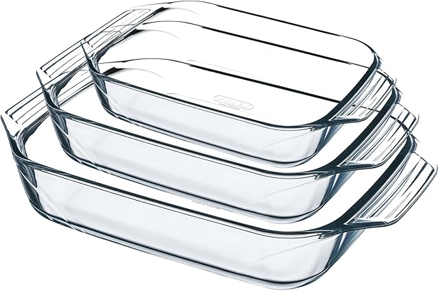 Pyrex 8023510 Set of 3 Borosilicate Glass Oven Plates Extreme Resistance Made in France