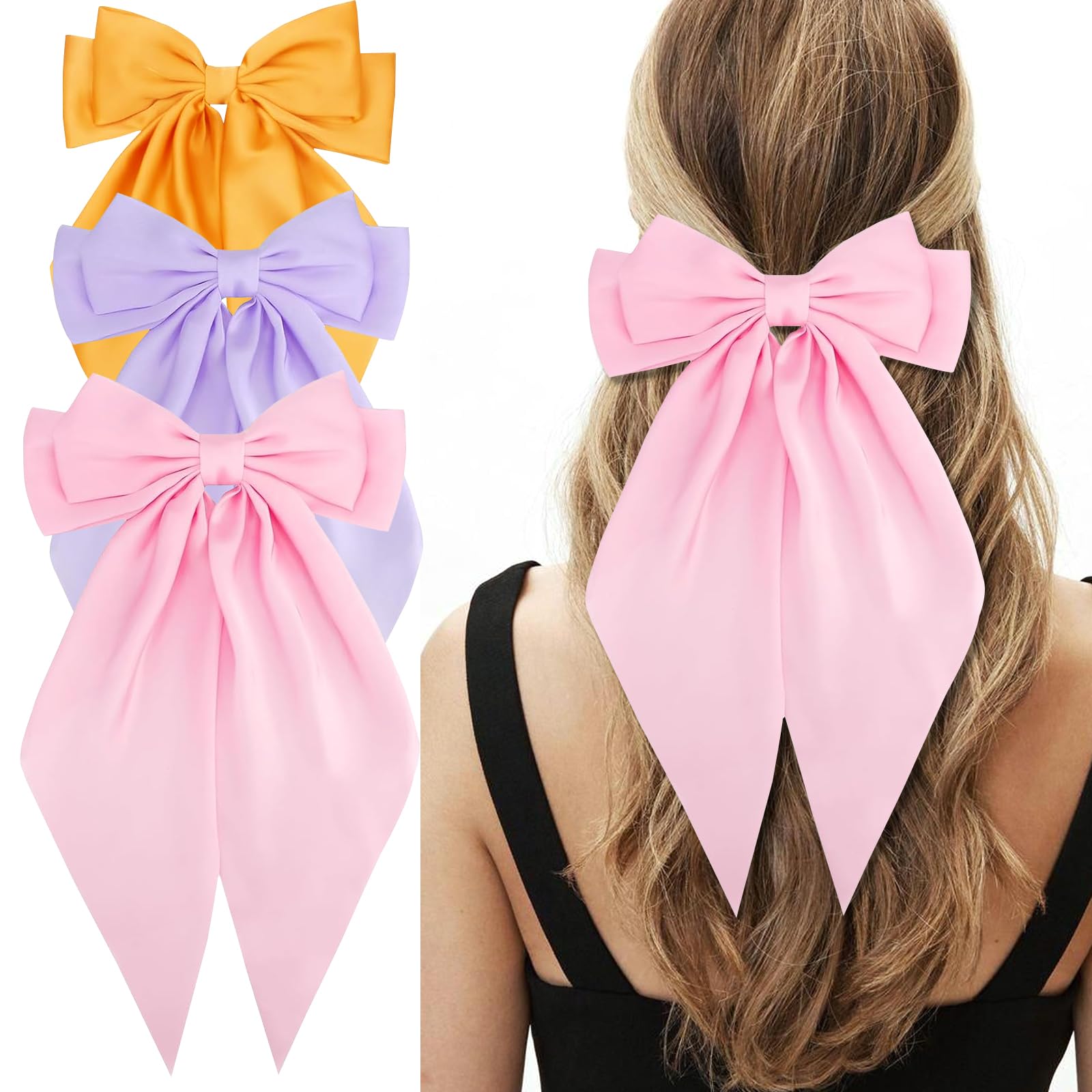 Asaisimg 3 Pcs Big Bow Hair Clips Set