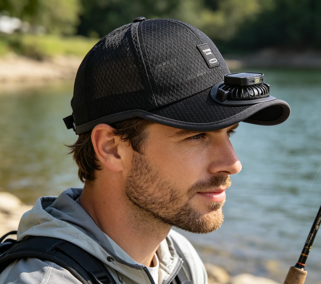 Cappellino da baseball per adulti, in rete, da pesca, con ventilatore solare, protezione UV estiva, cappello da sole con ricarica USB