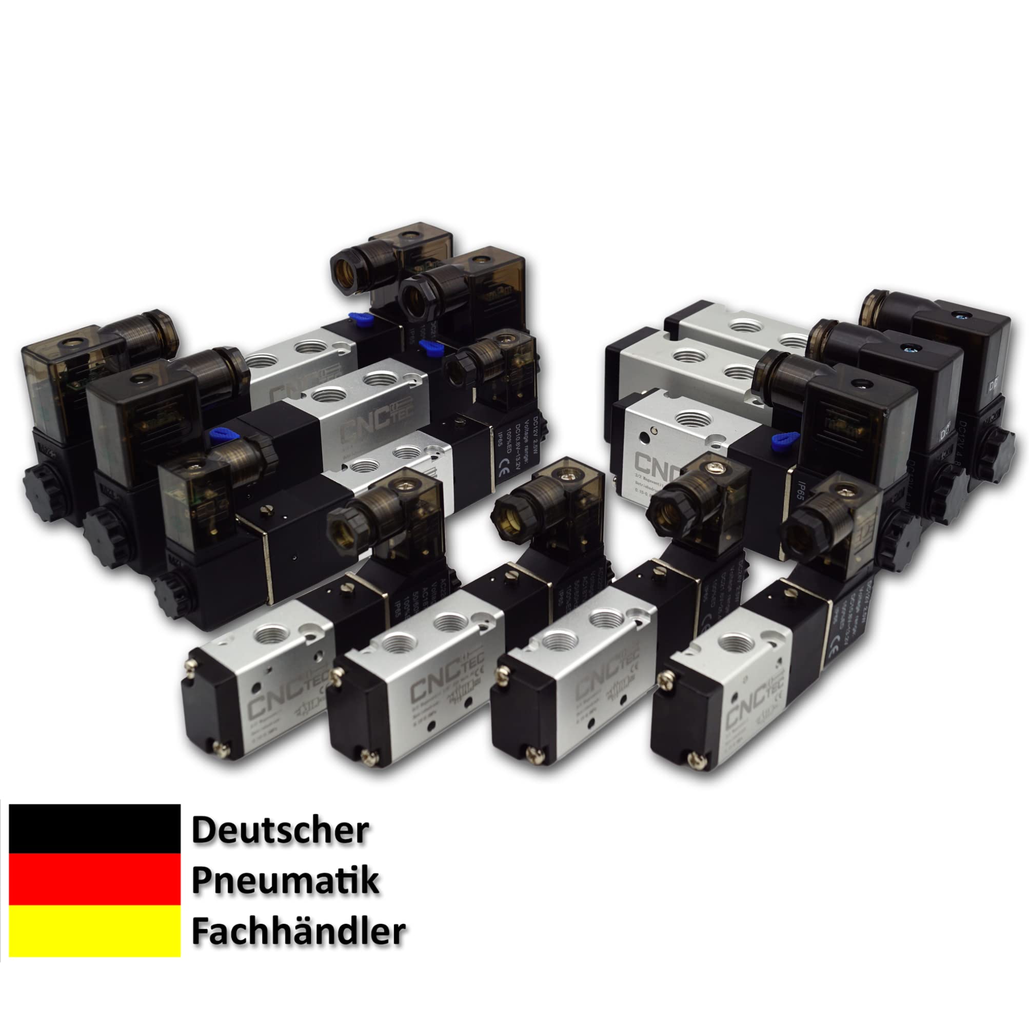Válvula direccional magnética neumática 5/2 vías 1/4" 12 V CC (5/2 vías 1/4" 12 V DC)