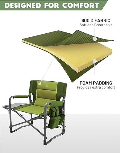 Miniatura 5 de TIMBER RIDGE Sillas de director XXL mejoradas de gran tamaño con mesa auxiliar plegable, bolsillo lateral desmontable, silla de campamento plegable
