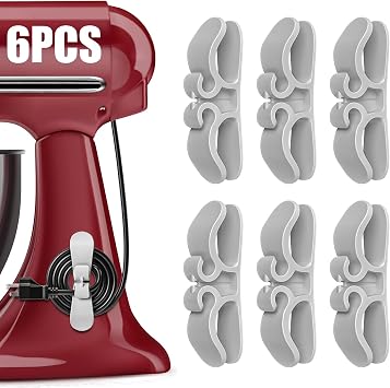 Cord Organizer for Appliances, 6 Pack Appliances Cord Organizer | Gray, Silicone Stick-On Cord Holder for Mixers, Coffee Makers, Air Fryers, Neat & Secure Appliance Cord Management Solution