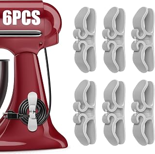 Cord Organizer for Appliances, 6-Pack Grey Silicone Cable Wraps – Stick-On Cord Holder for Mixers, Coffee Makers, Air Fryers – Neat & Secure Appliance Cord Management Solution