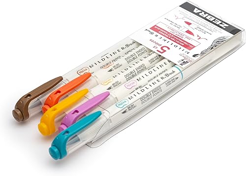 Miniatura 2 de Zebra Pen Mildliner - Juego de rotuladores de doble punta ancha y fina, paquete de 5, surtido cálido