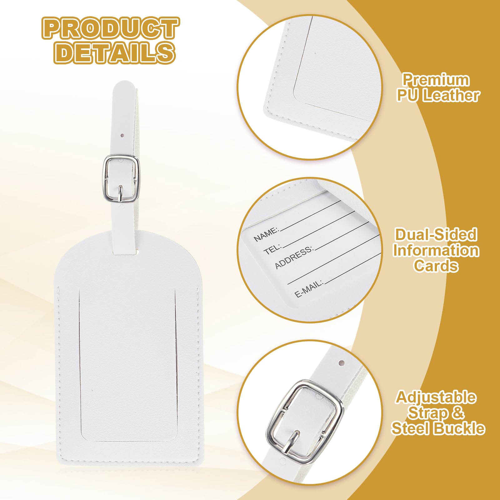 PATIKIL Etichetta Per Bagaglio In Pelle, 50 Pz Etichette Per Valigie In Pu Per Bagagli Accessori Essenziali Per Viaggi In Aereo, Bianco