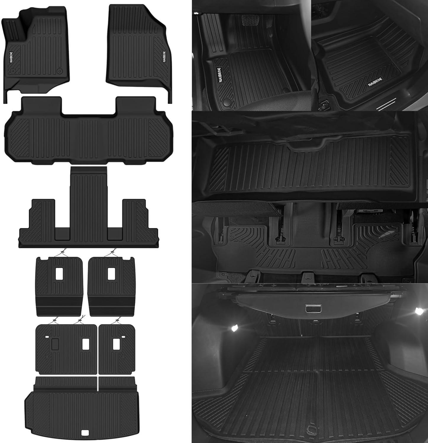 Naibeve All-Weather Floor Mat Set for 2024–2026 Chevrolet Traverse (7-Seat)