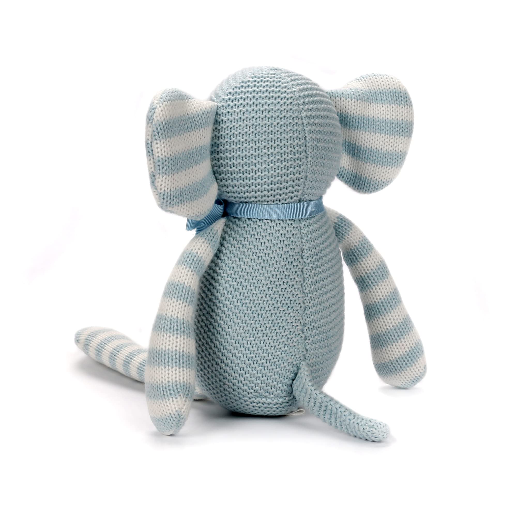 FLUFFYFUN Elefante Peluche neonato 100% Cotone biologico 18cm Blu