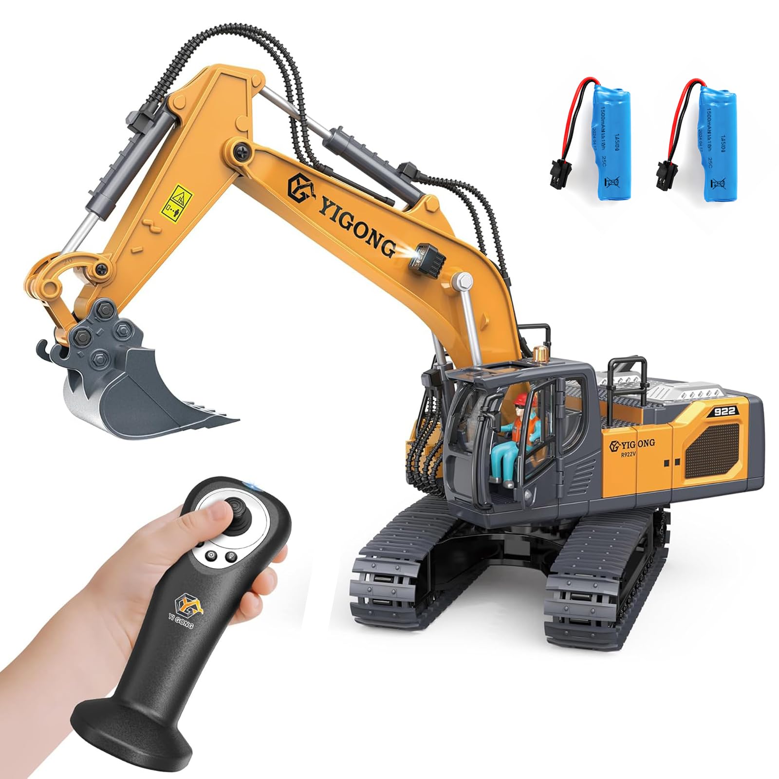 ARRIS 1:20 Scale RC Excavator, Mini RC Construction Models with 2 Rechargeable Batteries, Light & Sound, 11 Channel 2.4 GHz Remote RC Building Toy Gifts