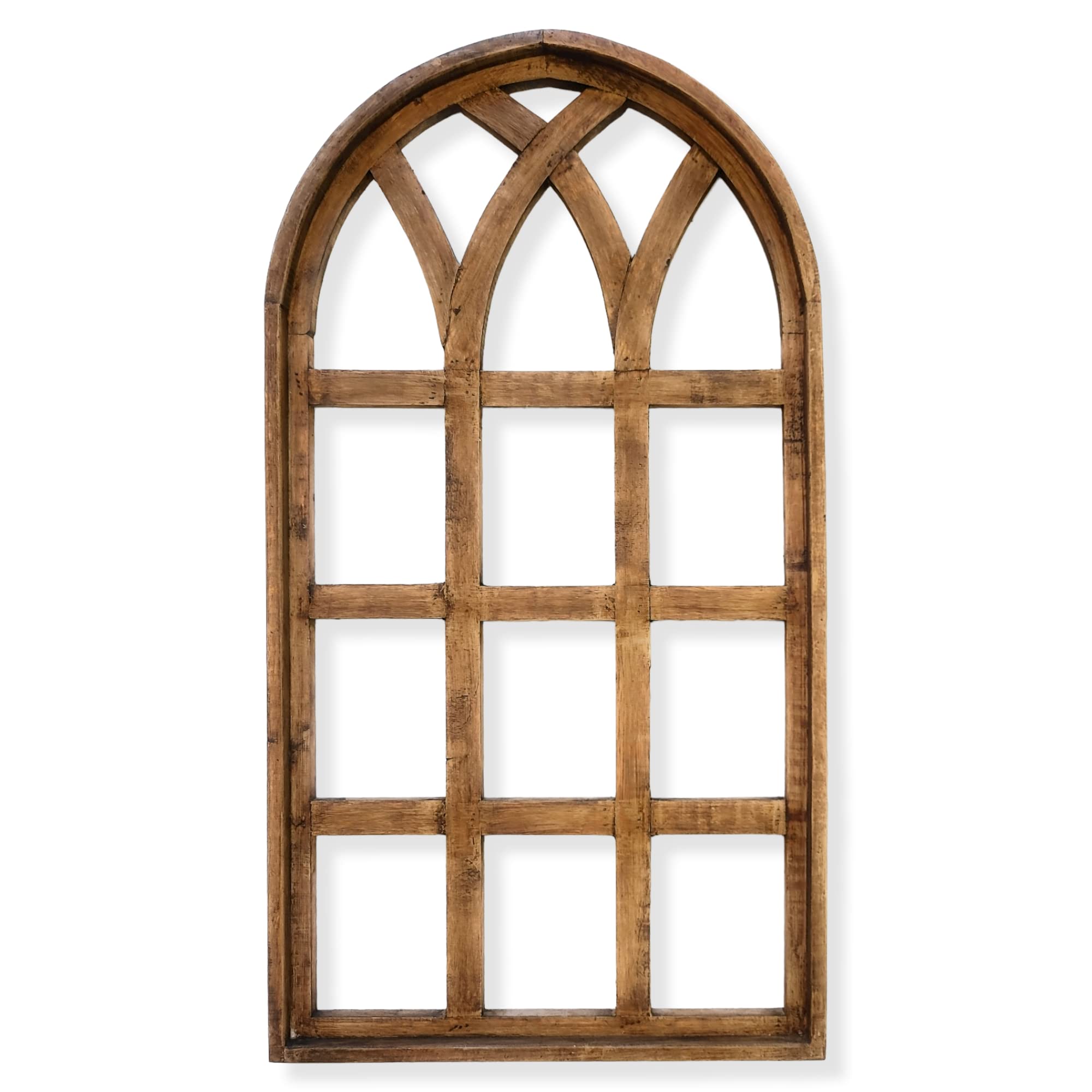 44" Farmhouse Wall Window Arch -Large Wood Window Frame-Sunset Grove Cathedral