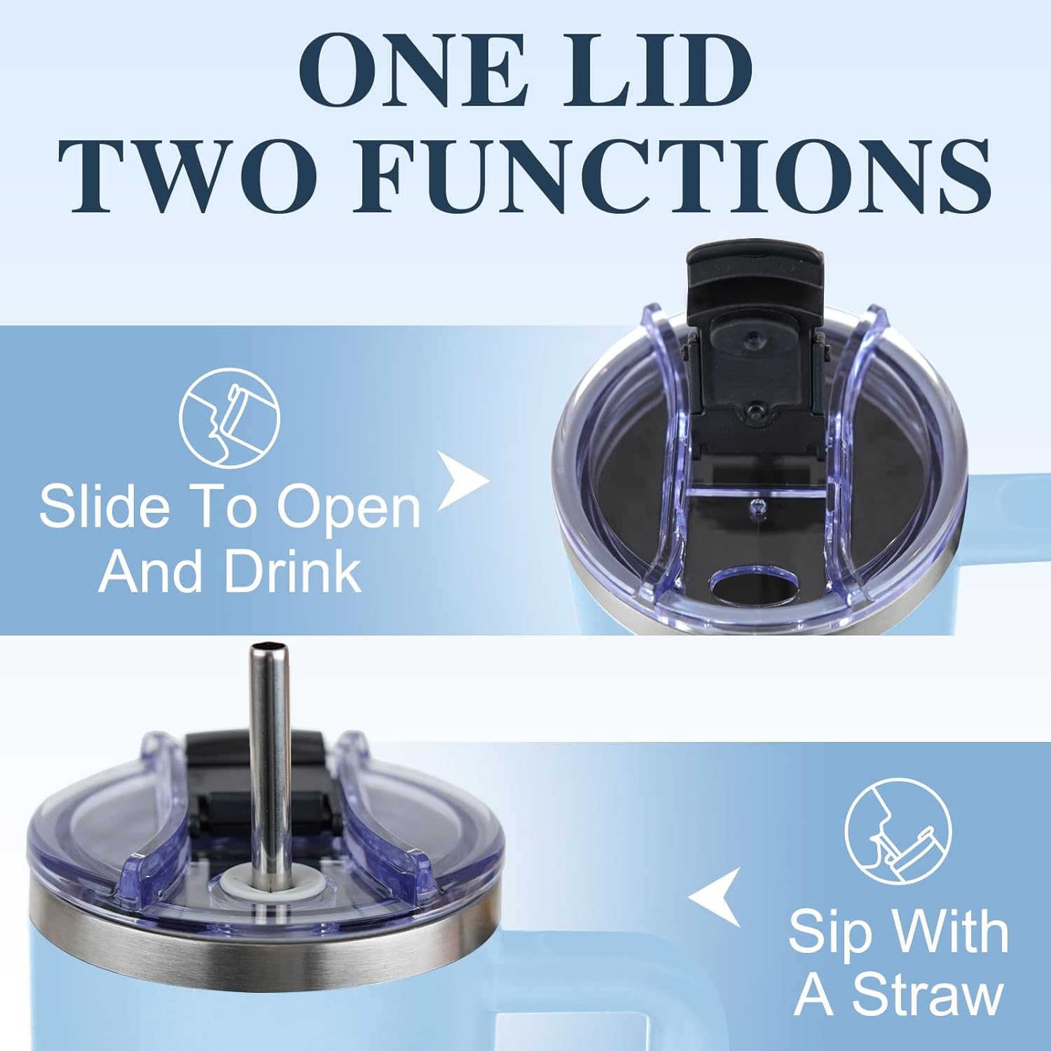 Personalized Tumbler with Handle and Straw, Custom 40oz Tumbler with Picture Logo Text - Stainless Steel Travel Coffee Cup, Personalized Christmas Gifts Mom Dad Friend - Image 6