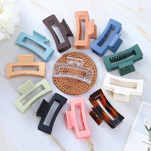 Miniatura 3 de Accesorios para el cabello mediano de 3.5 pulgadas, 12 pinzas cuadradas para cabello grueso y fino, pinzas rectangulares rectangulares