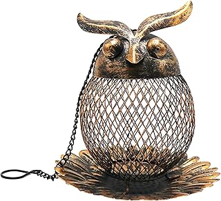 Iron Owl Bird Feeder Squirrel Proof Bird Feeder Metal Hanging Wild Birds Feeders Hanging Wild Bird Feeder for Outside Wild Bird