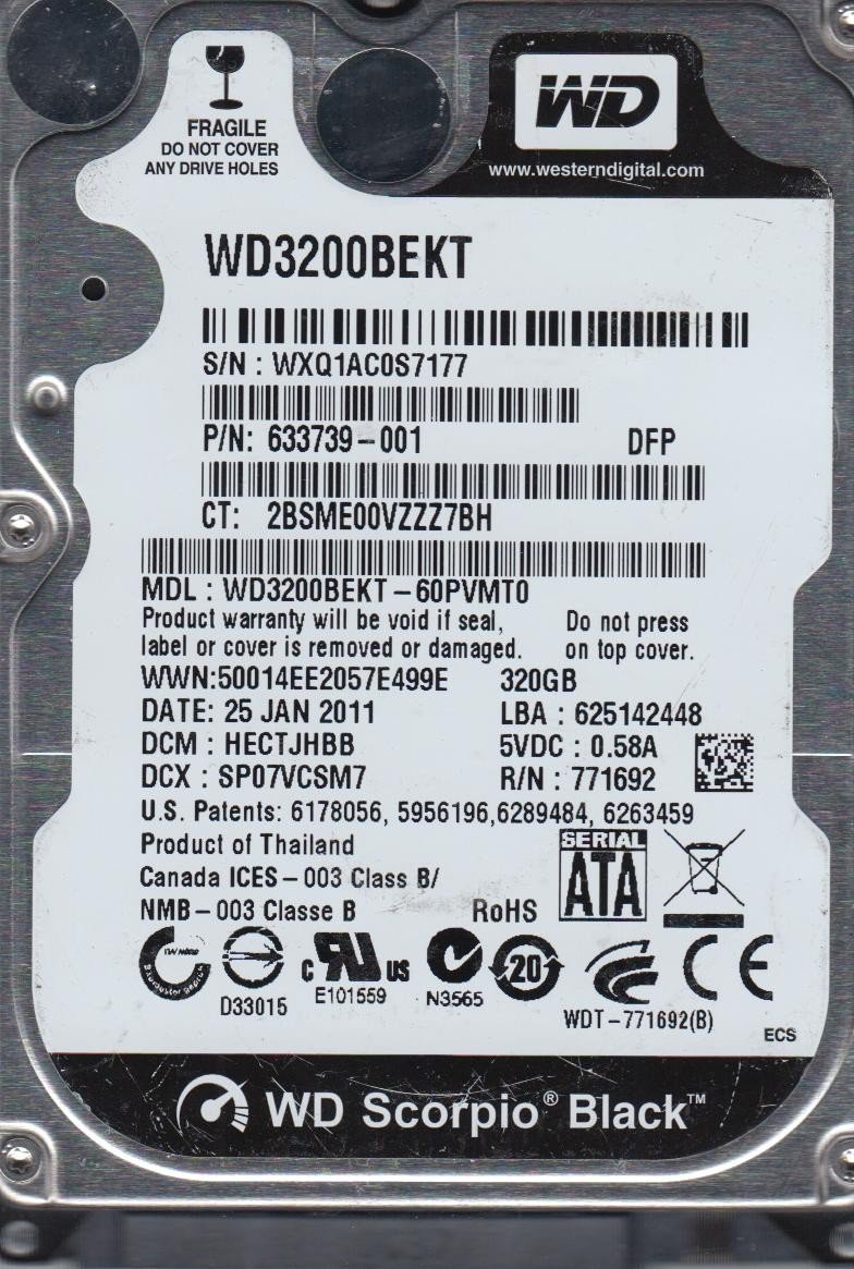 【中古】「非常に良い」Western Digital Wd Scorpio Black Wd3200bekt - Hard Drive - 320 Gb - Sata-300 (wd3200bekt) - [並行輸入品] Amazon.com: WD3200BEKT-60PVMT0 Western Digital 320GB 7200RPM SATA