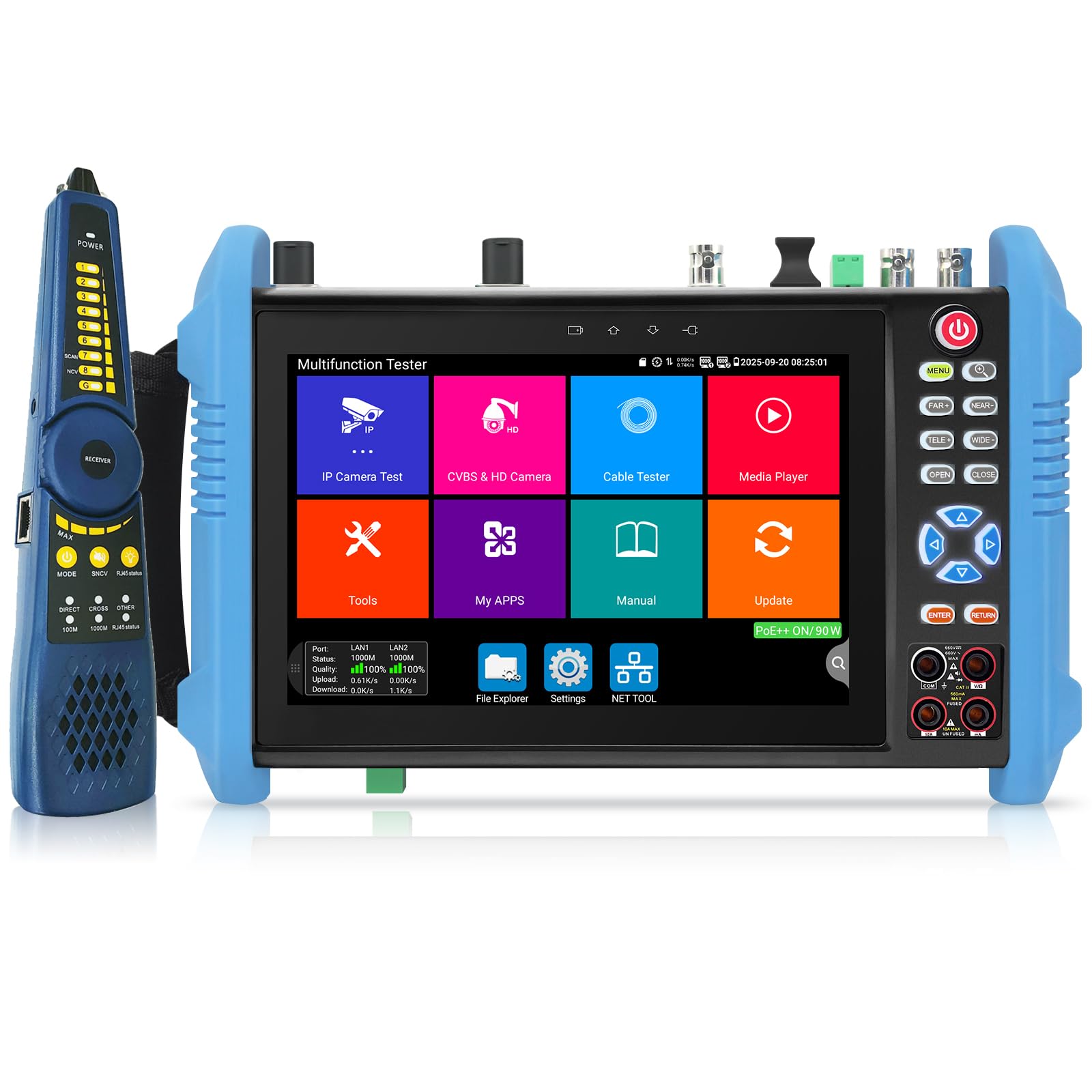 Rsrteng IPC-9800MOVTADHS Pro Full Features CCTV Camera Tester 8K 32MP IP Camera Tester wtih POE++ Max 90W, CCTV Tester with 4K TVI CVI AHD SDI Support DMM OPM VFL TDR 1CH SFP HD VGA WIFI Network Tools