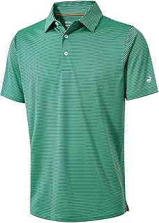 Striped Dry Fit Performance Men's Golf Polo - Moisture Wicking