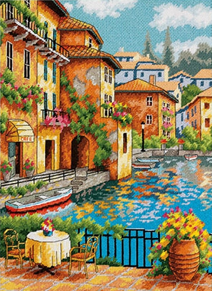 Kit de broderie haut de gamme Dimensions Café sur le Canal