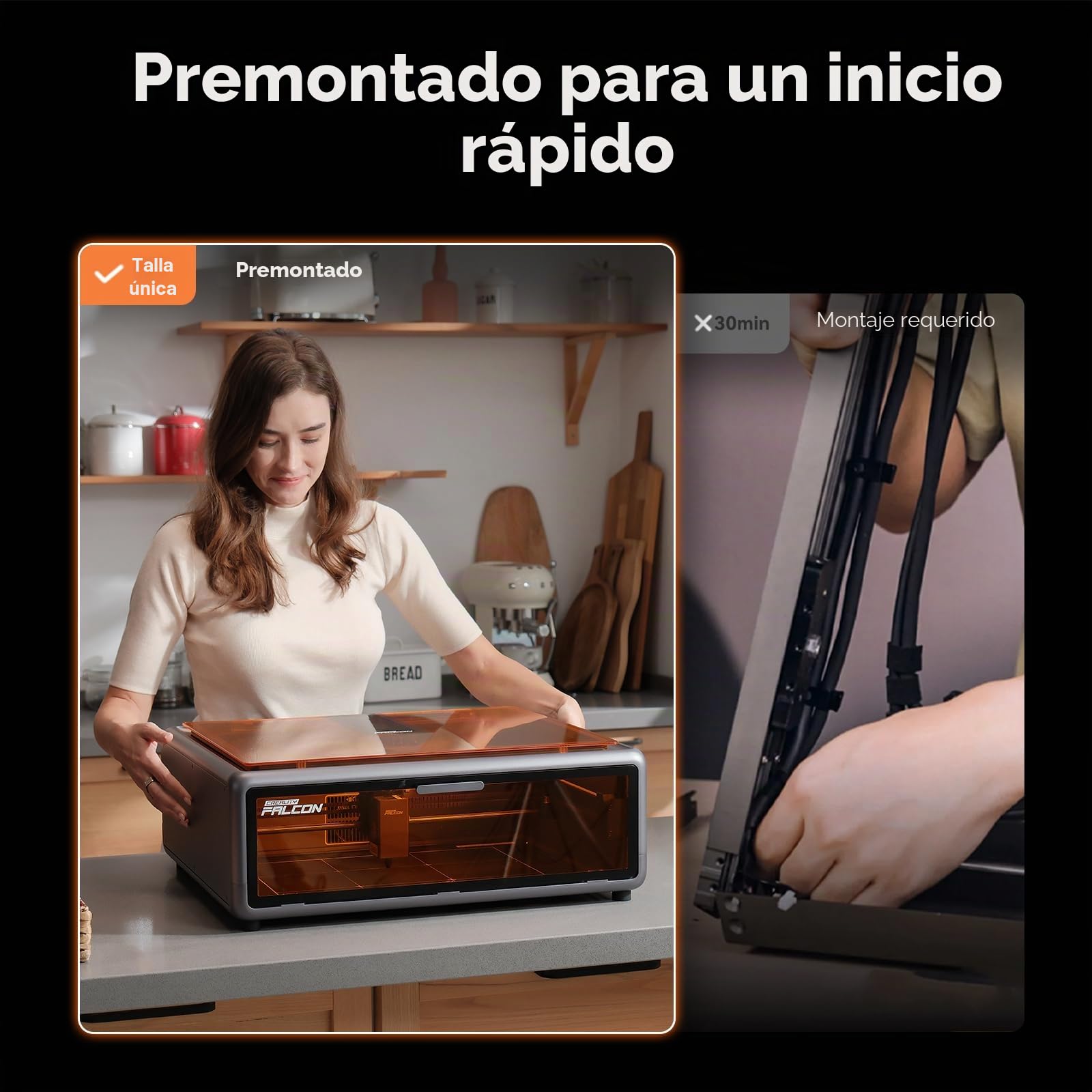 Creality Falcon A1 Grabador Láser 10W, Potencia de 80W, Totalmente Cerrado, 600 mm/s, Posicionamiento Automático con Cámara HD, Ideal para Madera y Metal - Carcasa Blanca