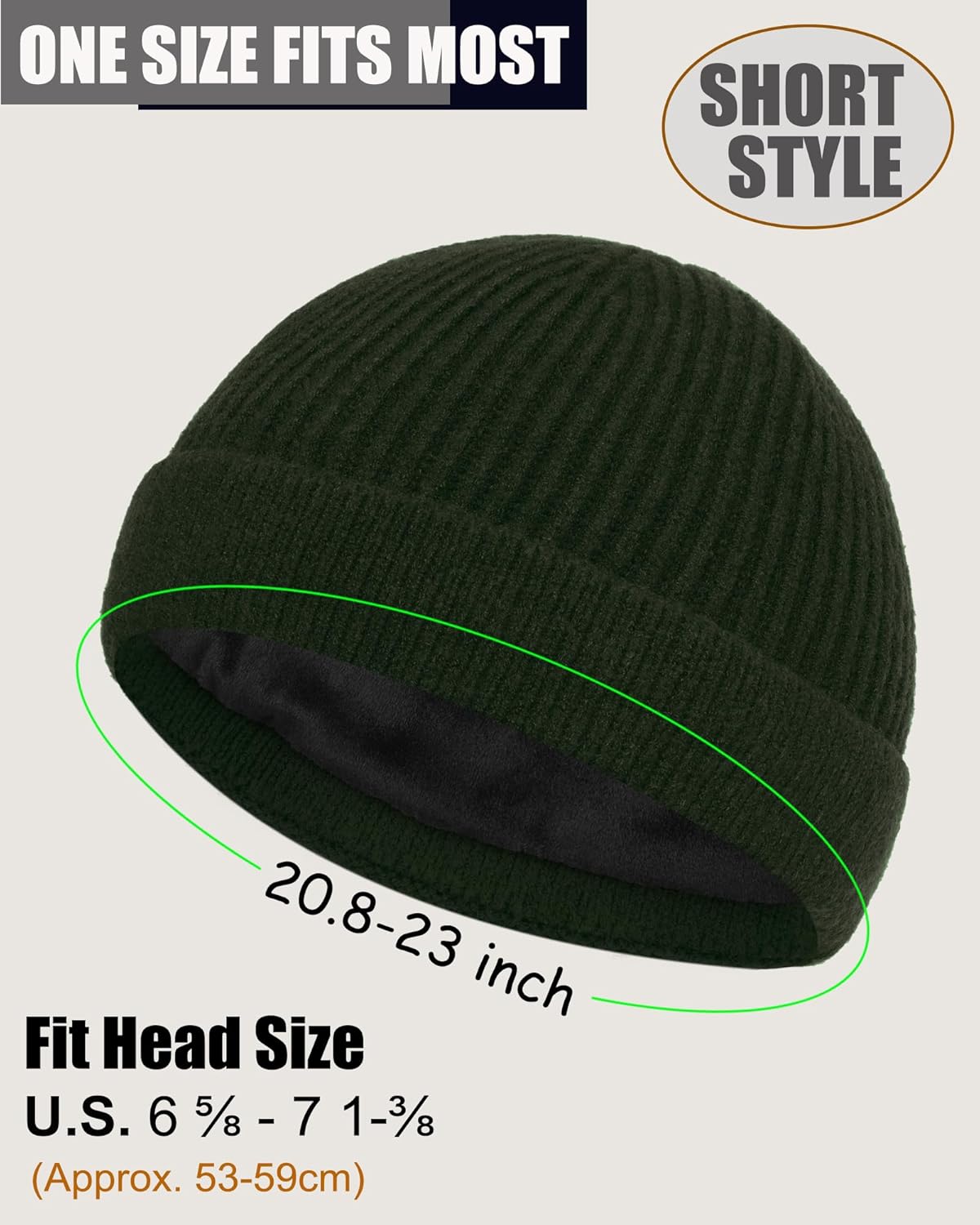 ROYBENS Swag Wool Short Fisherman Beanie for Men Women, Fleece Lined Warm Winter Hat, Knit Cuff Trawler Beanies Skull Cap - Image 4