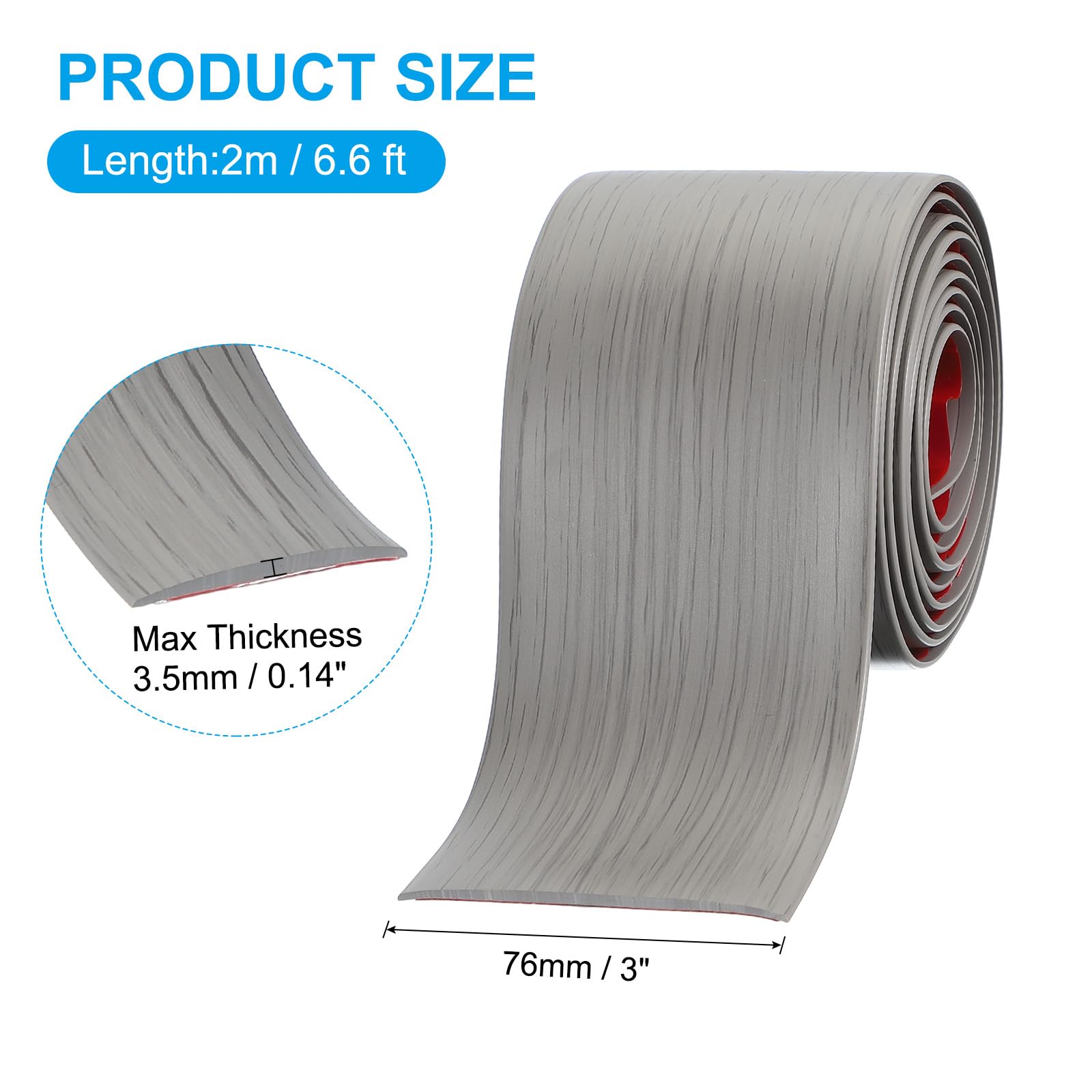 PATIKIL Samoprzylepna taśma przejściowa 76 mm x 2 metry, płaski rozdzielacz do podłóg winylowych laminowanych do fug podłogowych drzwi wykładzina podłogowa szara płytki efekt drewna