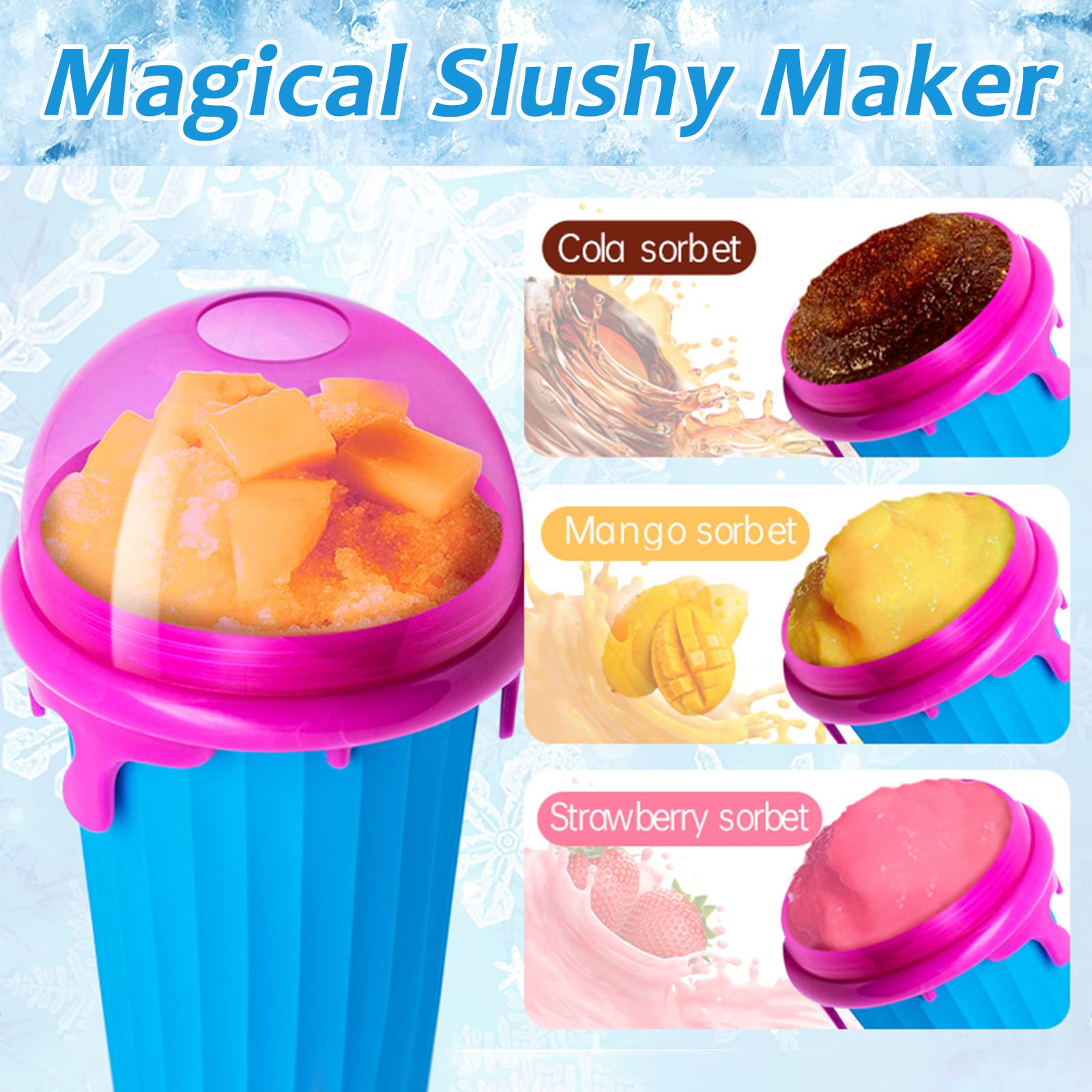Slushy Maker, Glovios 500ML Slushymaker Mug di Silicone, Quick Frozen Slushy Cup, Slush Ice Maker per DIY Homemade Milk Shake Ice Cream, Blu