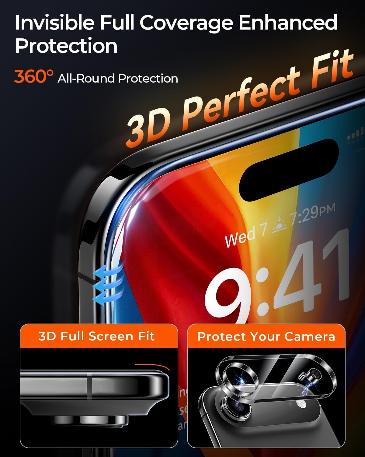 MRGLAS TOP 9H+ Glass 2+2 Packs for iPhone Air Screen Protector with Camera Lens Protector [Zero Bubble, Auto-Dust Removal] [10X Military Protection] iPhone Air 6.5" Tempered Glass Full Edge Coverage