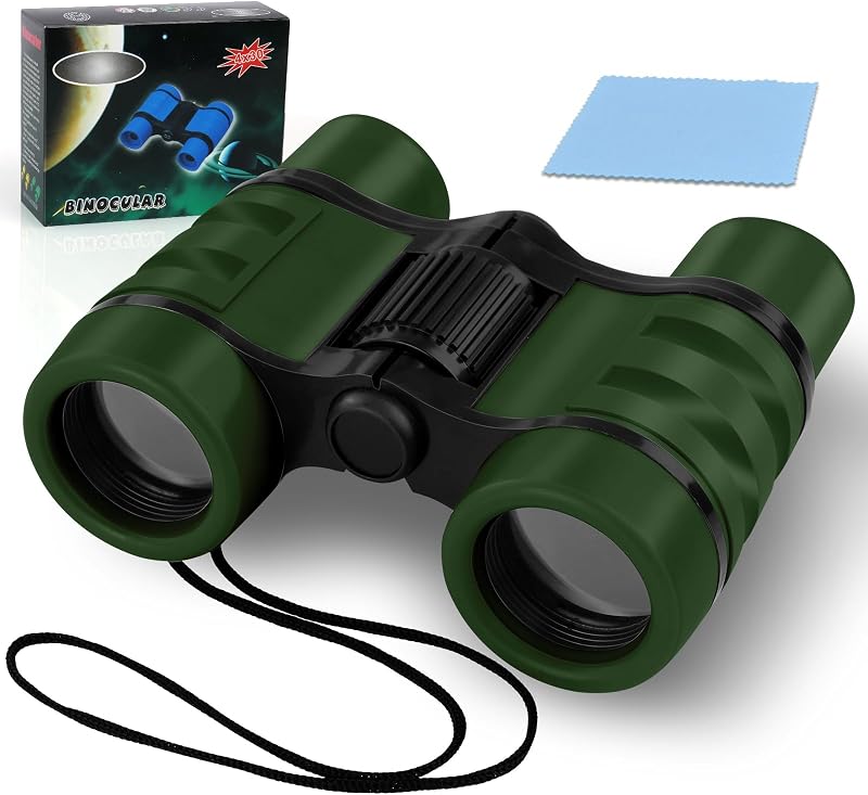 OSDUE Jumelles Enfant, Grossissement 4X30, Jouet Enfant 4-12 Ans, Jumelles pour Enfants Jouet Parfait pour Les Petits Garcons et Filles Cadeau de Noël Enfants Jeux Exterieur, Antidérapant, Vert armée