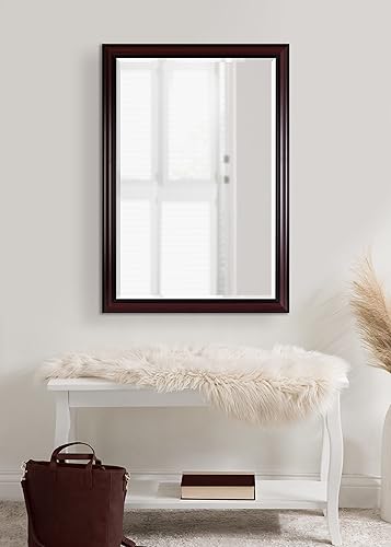 Miniatura 6 de Kate and Laurel Dalat - Espejo de pared enmarcado 28 x 40 pulgadas cerezo espejo grande tradicional oscuro para decoración del hogar