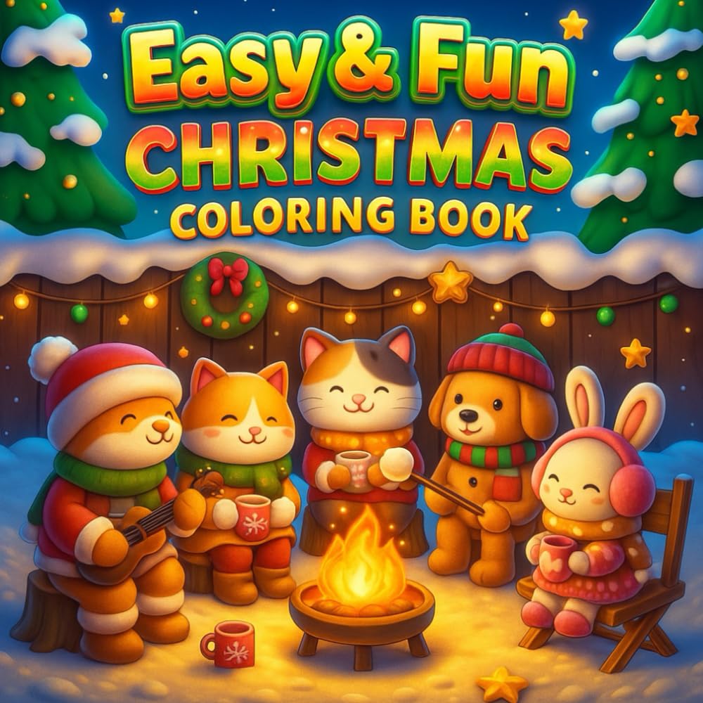 Easy & Fun Christmas Coloring Book for Kids: Cute Santa, Reindeer, and Holiday Magic to Color: Simple, Adorable, and Fun Holiday Scenes to Color