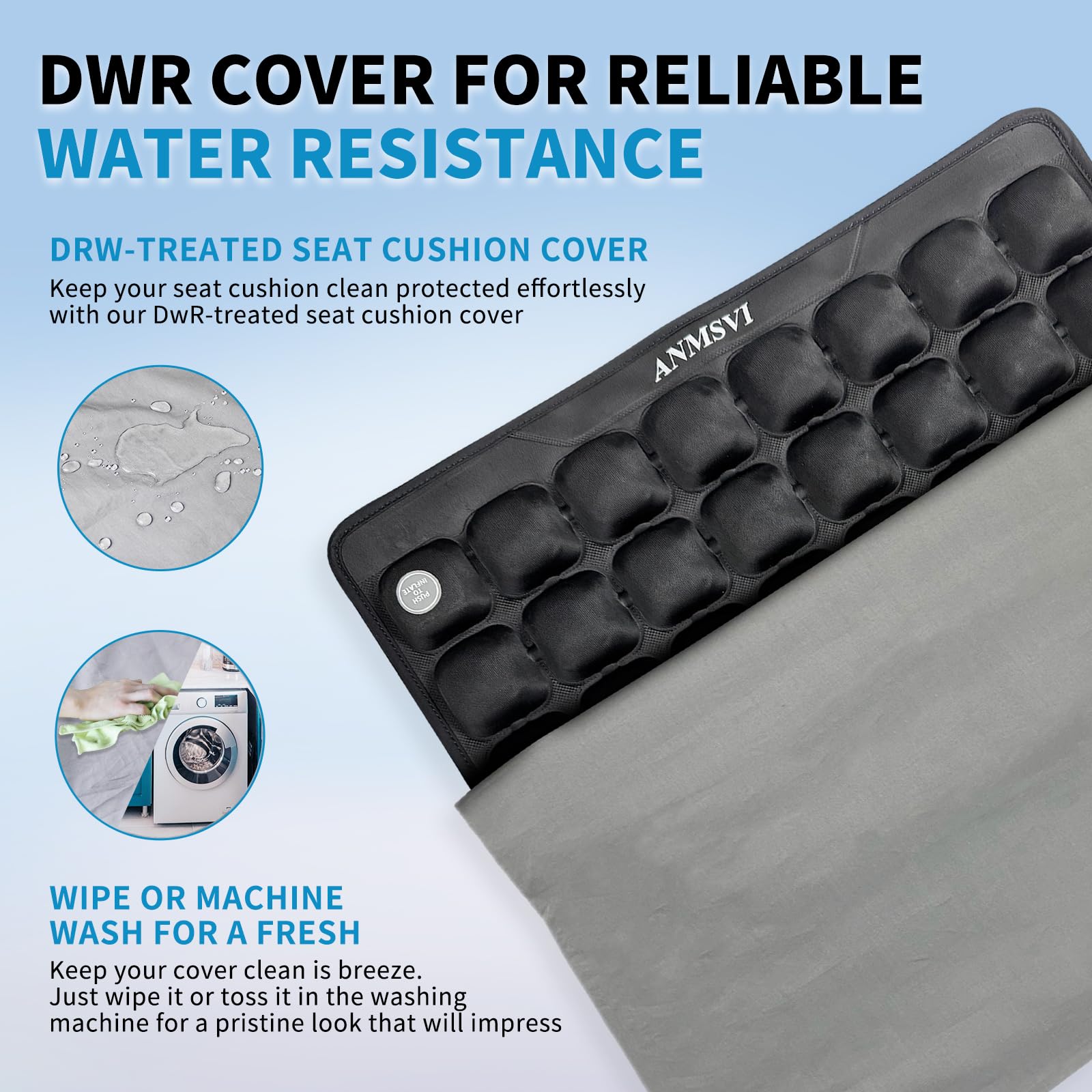 Cojín inflable de alivio de presión para el hogar, oficina, coche, firmeza ajustable para aliviar el dolor de ciática, alivio del dolor de coxis, coxis, silla de oficina (gris)