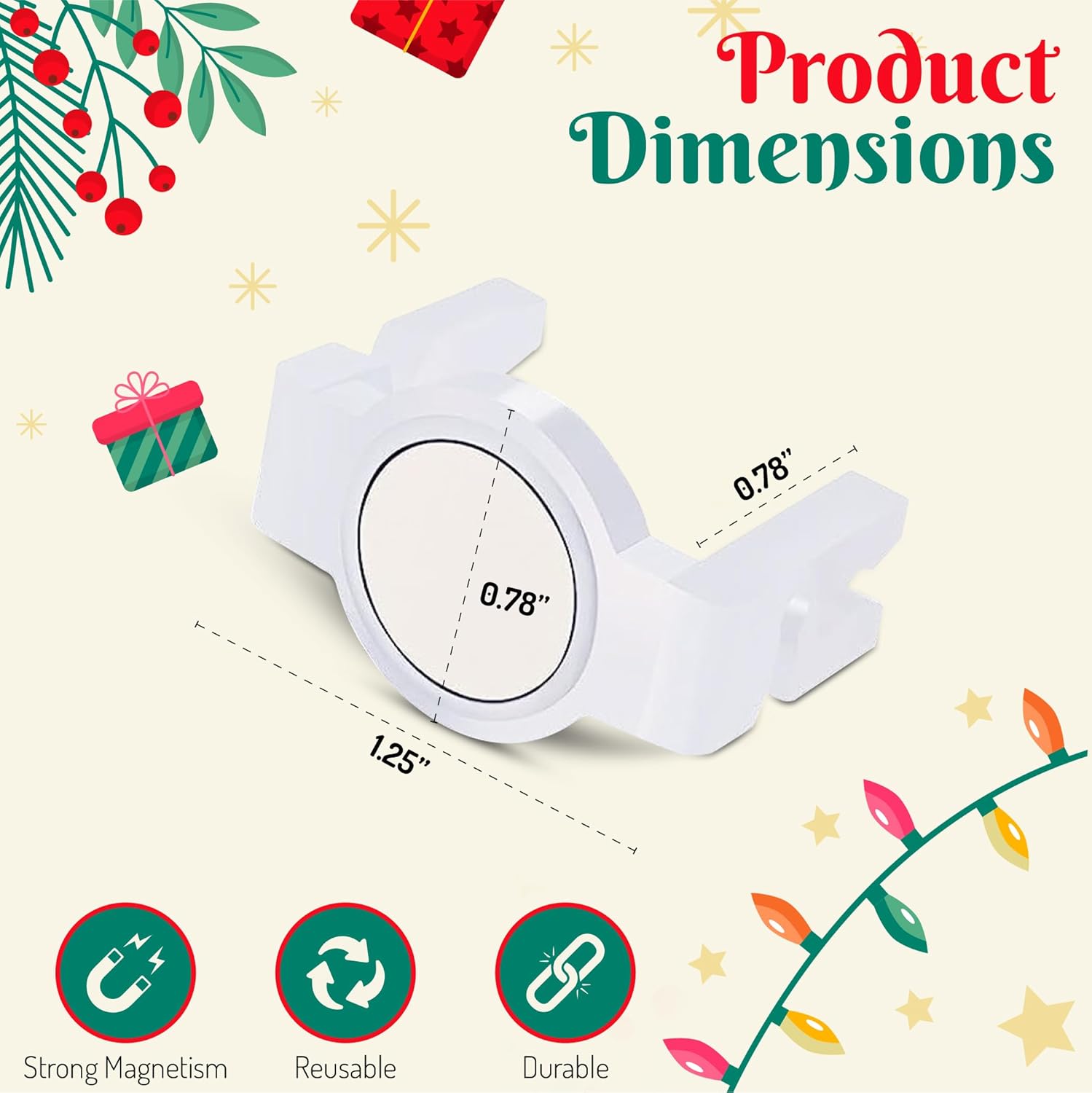 (50) Magnetic Socket Light Clips for Christmas Lights Compatible with C9 and C7, Christmas Holiday Lighting Sockets Outdoor Patio Metal Roof