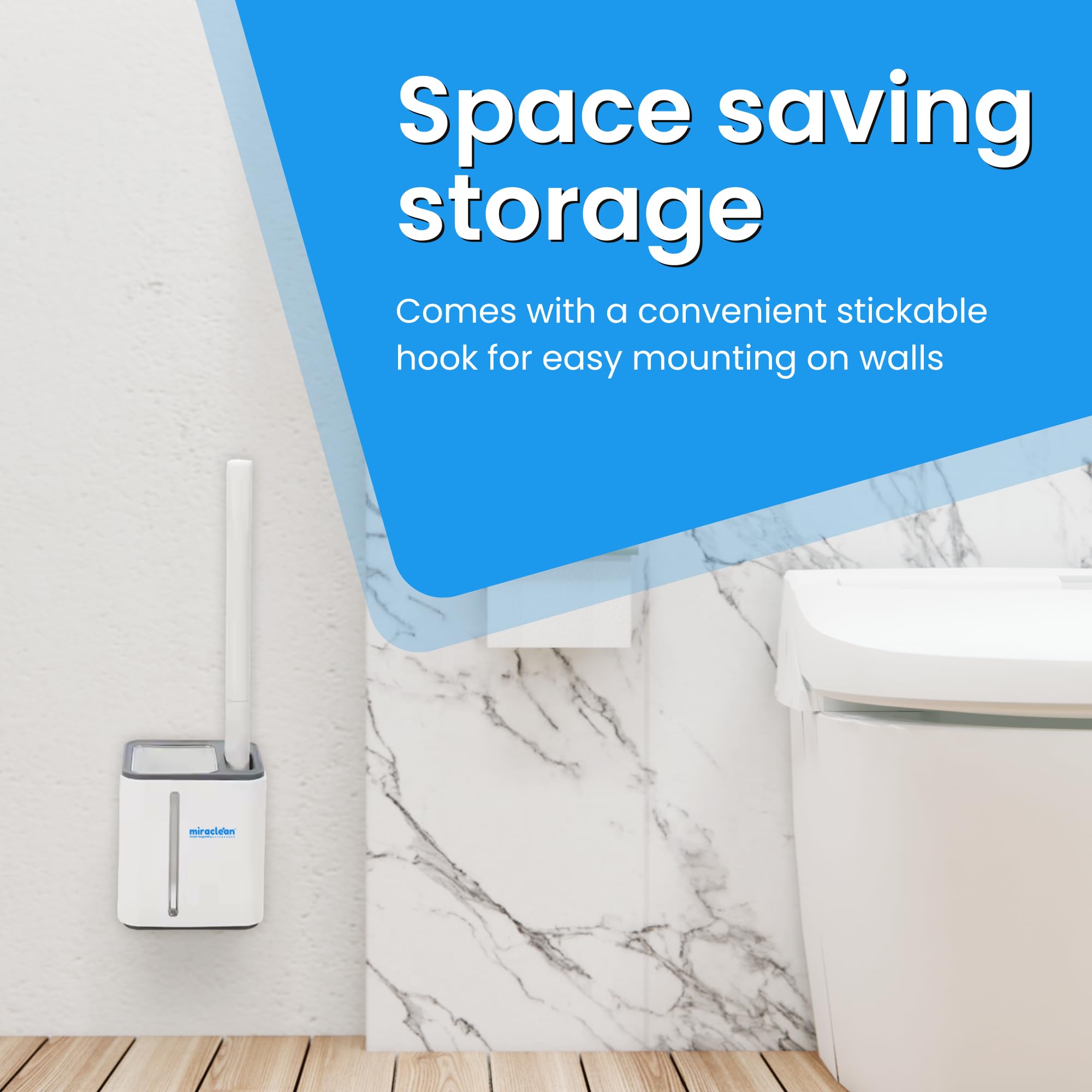 WizardFlush - Escobilla de inodoro desechable para baño, cepillo de fregar para inodoro, ahorro de espacio para almacenamiento, cepillo de inodoro de limpieza profunda, fácil de montar