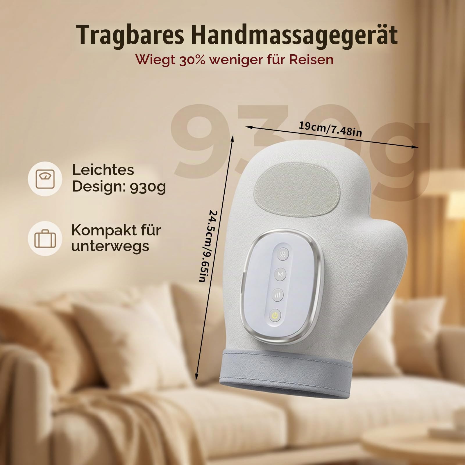 Elektrische Handmassagegeräte mit Heizfunktion – Wiederaufladbares Hand Massagegerät mit 3 Massagemodi & 5 Druckstufen für gezielte Therapie von Handgelenk und Fingern