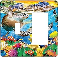 Vista 20 de Baby Turtle - Cubierta decorativa de pared para interruptor de luz de palanca de 1 banda, lindas tortugas subacuáticas, placa frontal eléctrica