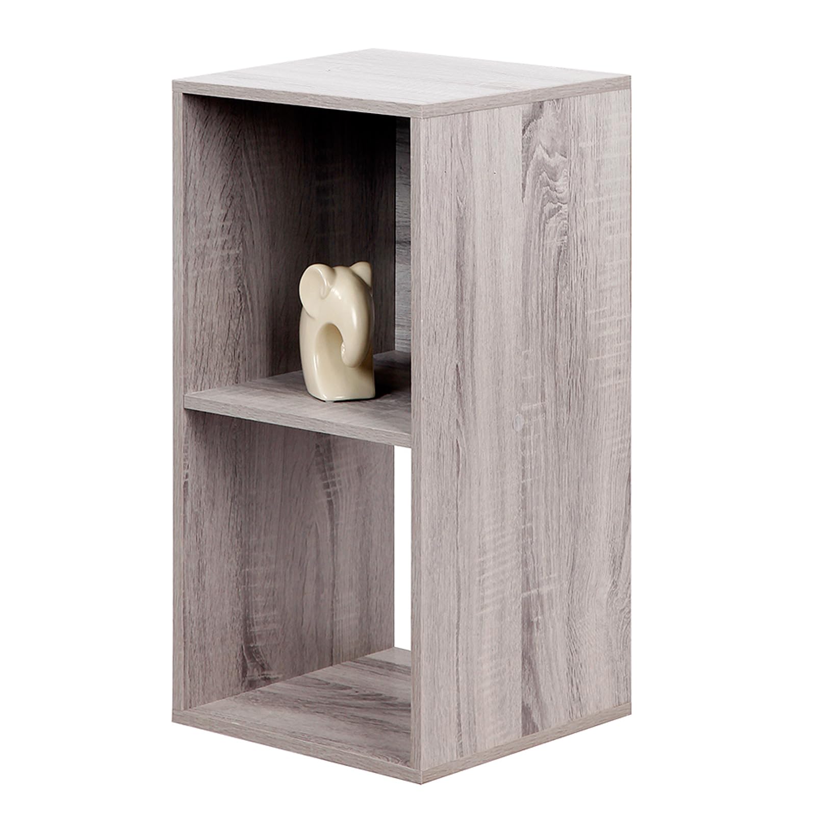 PACHIRA Boekenkast met 2 niveaus, 1 x 2 houten boekenkast, stapelrek, staand rek met 3 vakken, open opbergrek, kubusrek voor kleding, speelgoed, kantoorrek voor woonkamer, slaapkamer