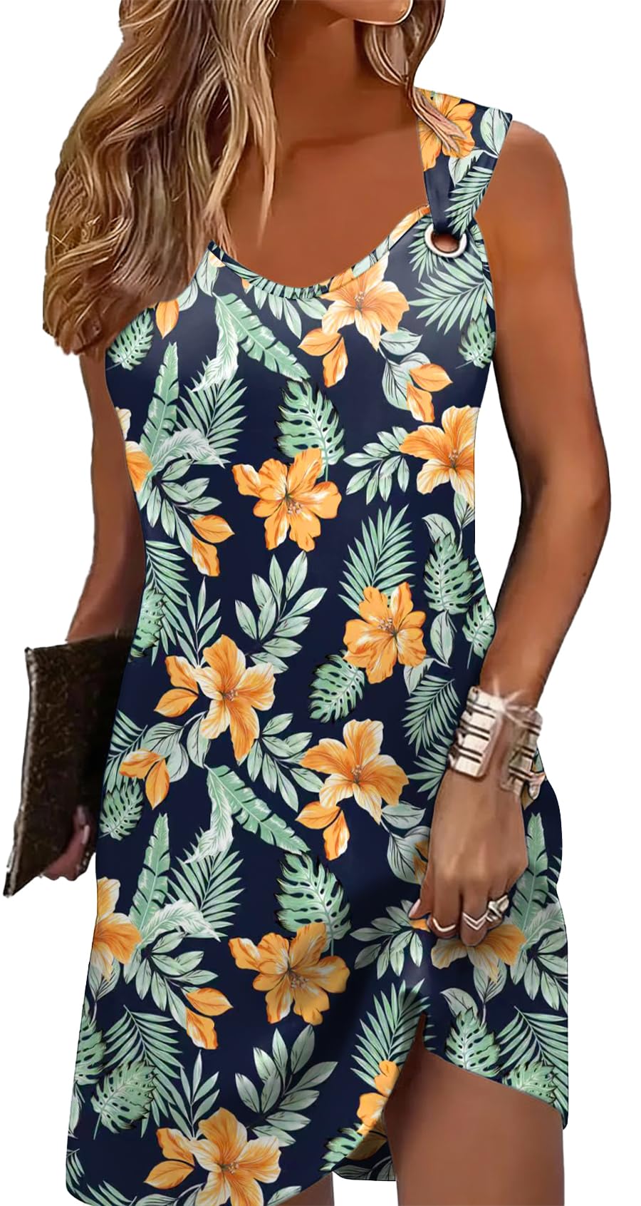 Summer Dresses for Women Sleeveless Casual Sundresses Loose Beach Cover Ups Trendy Tank Midi Sun Dress