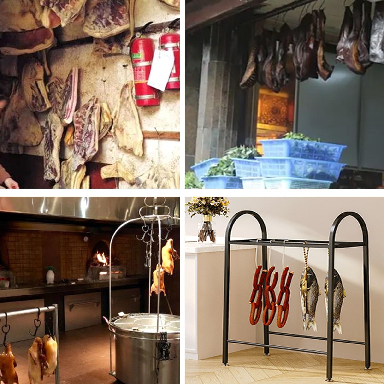 Scaffale per arrosto di pollo commerciale, ripiano in metallo con cuscinetti, supporto per asciugare la carne per feste in famiglia, campeggio
