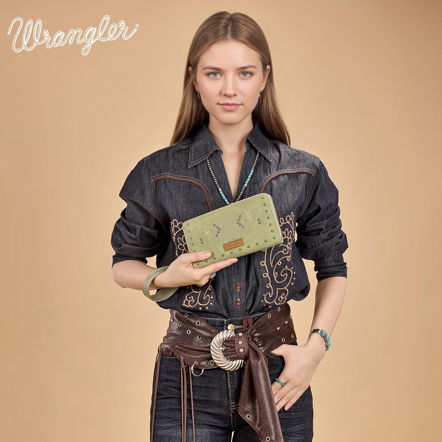Wrangler Wristlet Wallets for Women Western Clutch Wallet Card Cases with Zipper Pocket - Image 2