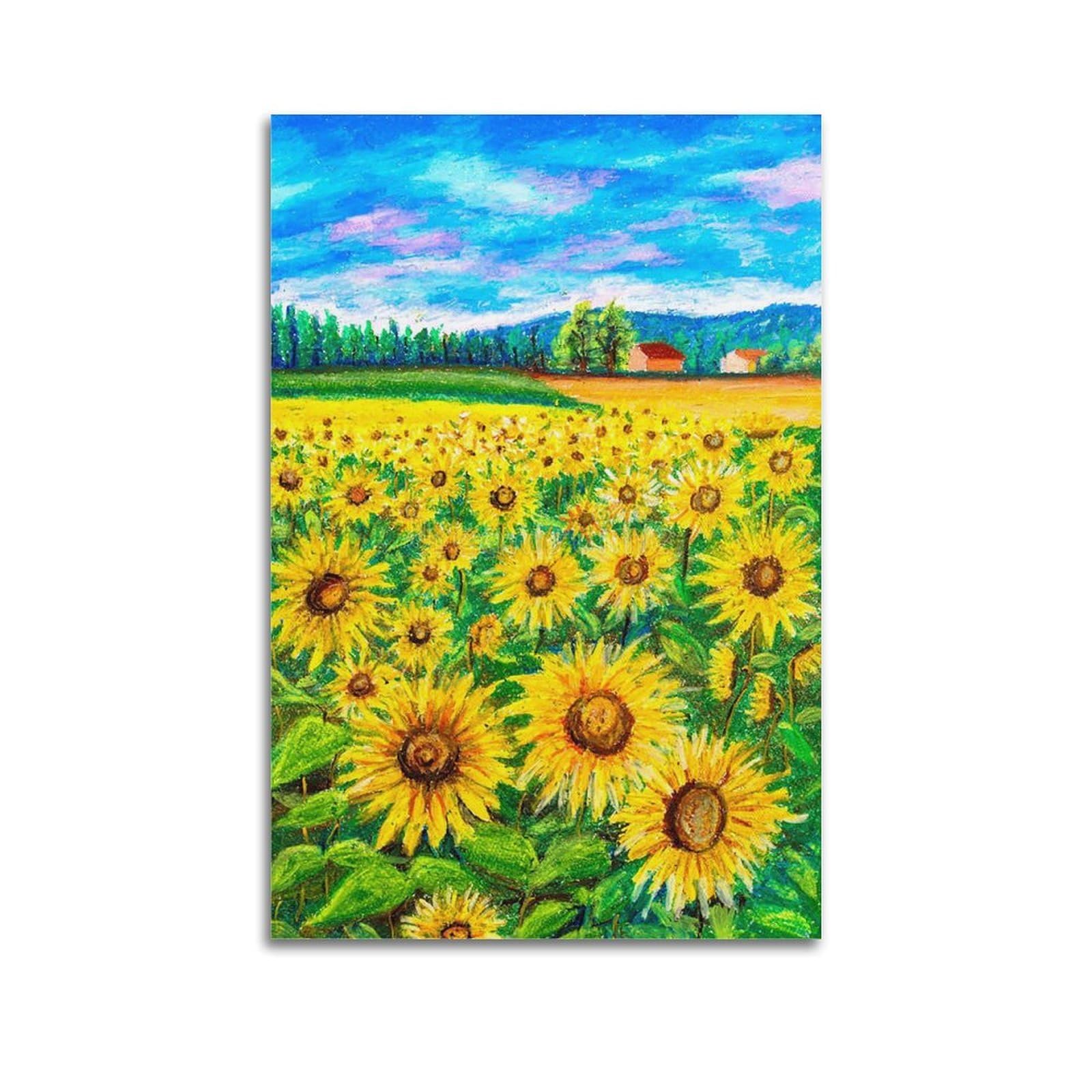 XKUGA Healing Zen Poster Spiritual Sacred Sunflower Aesthetics Modern Decorative Canvas Prints - Ideal Wall Art for Family, Man Cave, Game Room, Boys & Girls Bedroom 20x30inch(50x75cm)