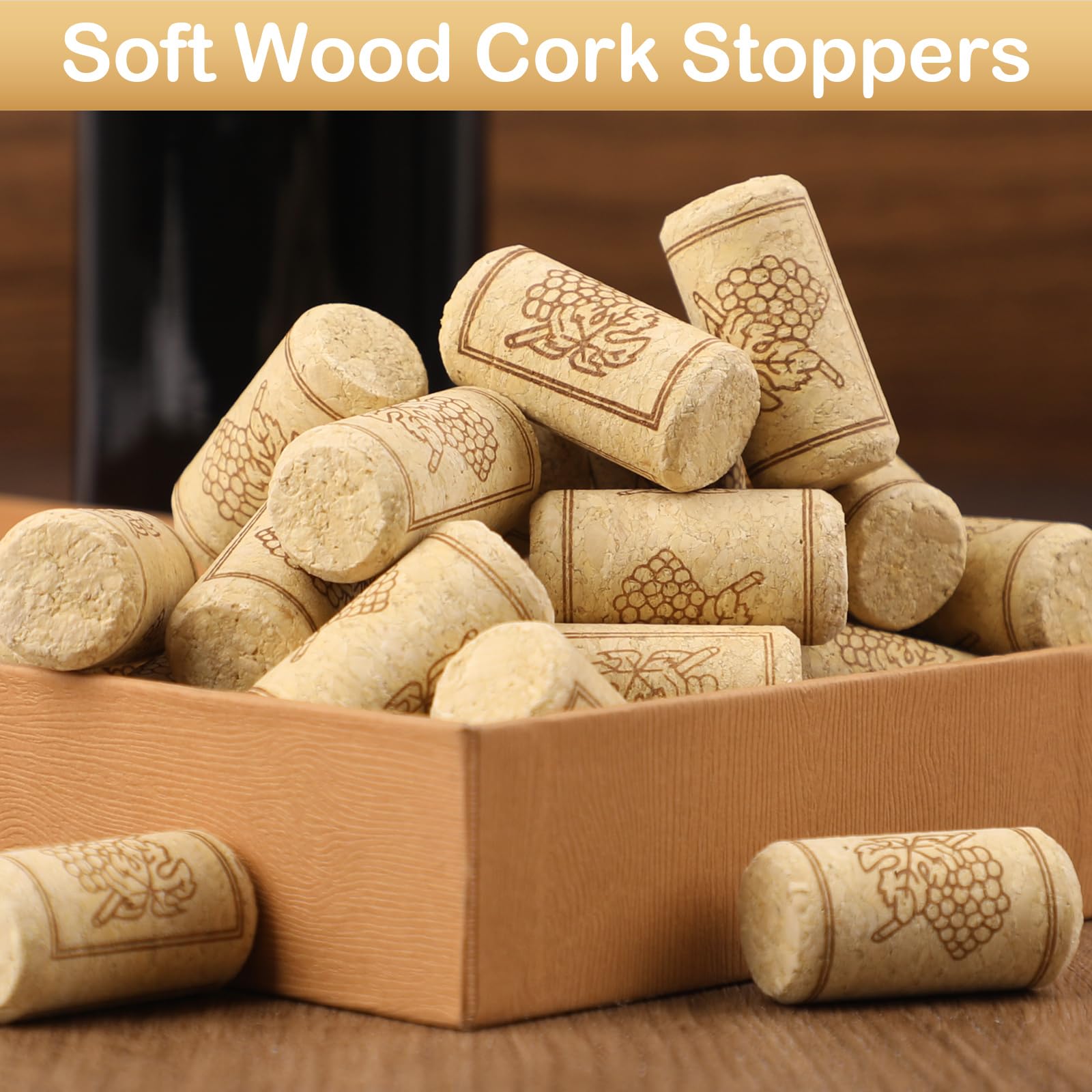 Confezione da 35 tappi per vino dritti, #8 tappi in sughero in legno morbido, 7/8 "x 1 3/4" tappi per artigianato, tappi per bottiglie di birra, bottiglie di vino, decorazioni artigianali, arti fai da