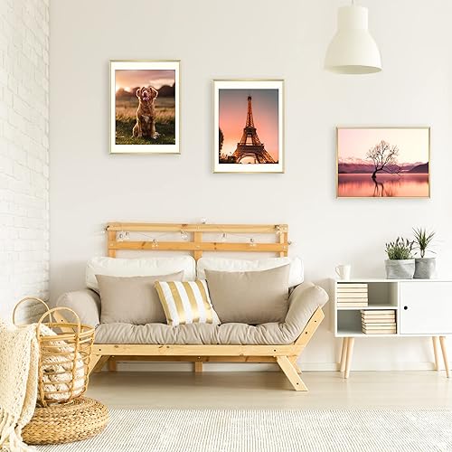 Miniatura 9 de Golden State Art, Portarretratos de aluminio de 18 x 24 pulgadas con paspartú de color marfil para fotos de 16 x 20 pulgadas, ganchos de dientes de