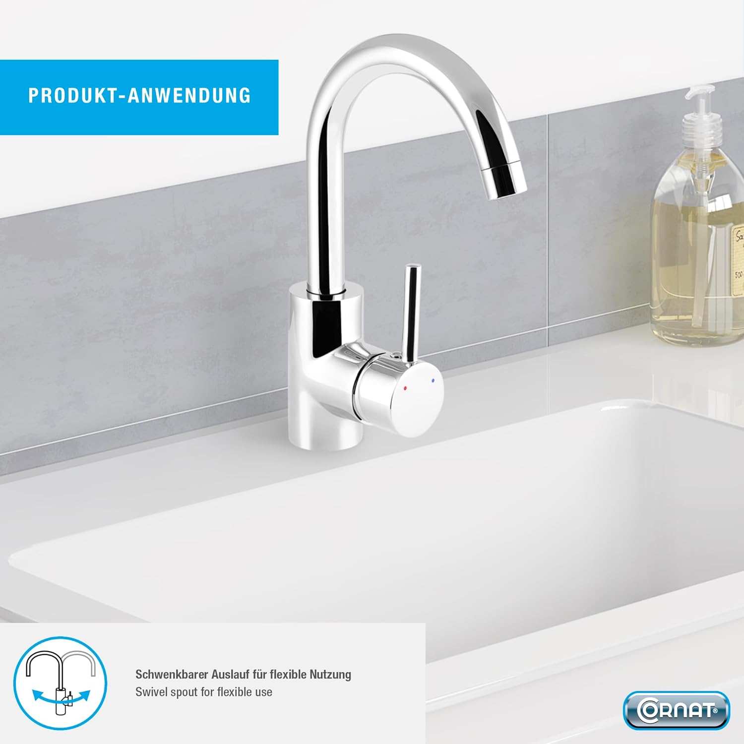 CORNAT FIO1 1004 Fiora SLM for Washbasin Swiveling - Chrome