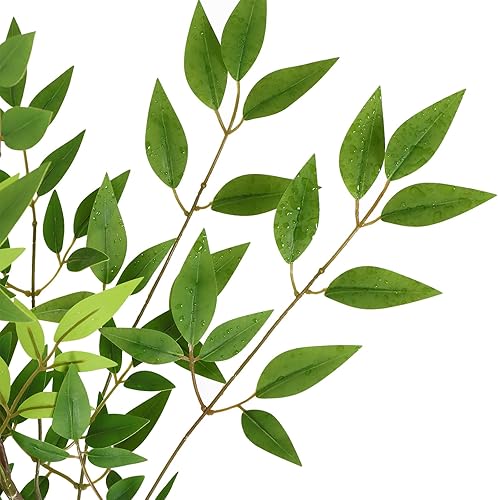 Miniatura 4 de Dremisland Nandian - 2 tallos y ramas artificiales verdes de 36 pulgadas para jarrón, plantas falsas, racimos de hojas verdes artificiales para