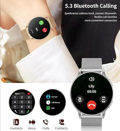 Vista 4 de Reloj inteligente para mujer, pantalla AMOLED Ultra-HD de 1.32 pulgadas, (responder/hacer llamadas) con asistente de voz NFC/AI, compatible