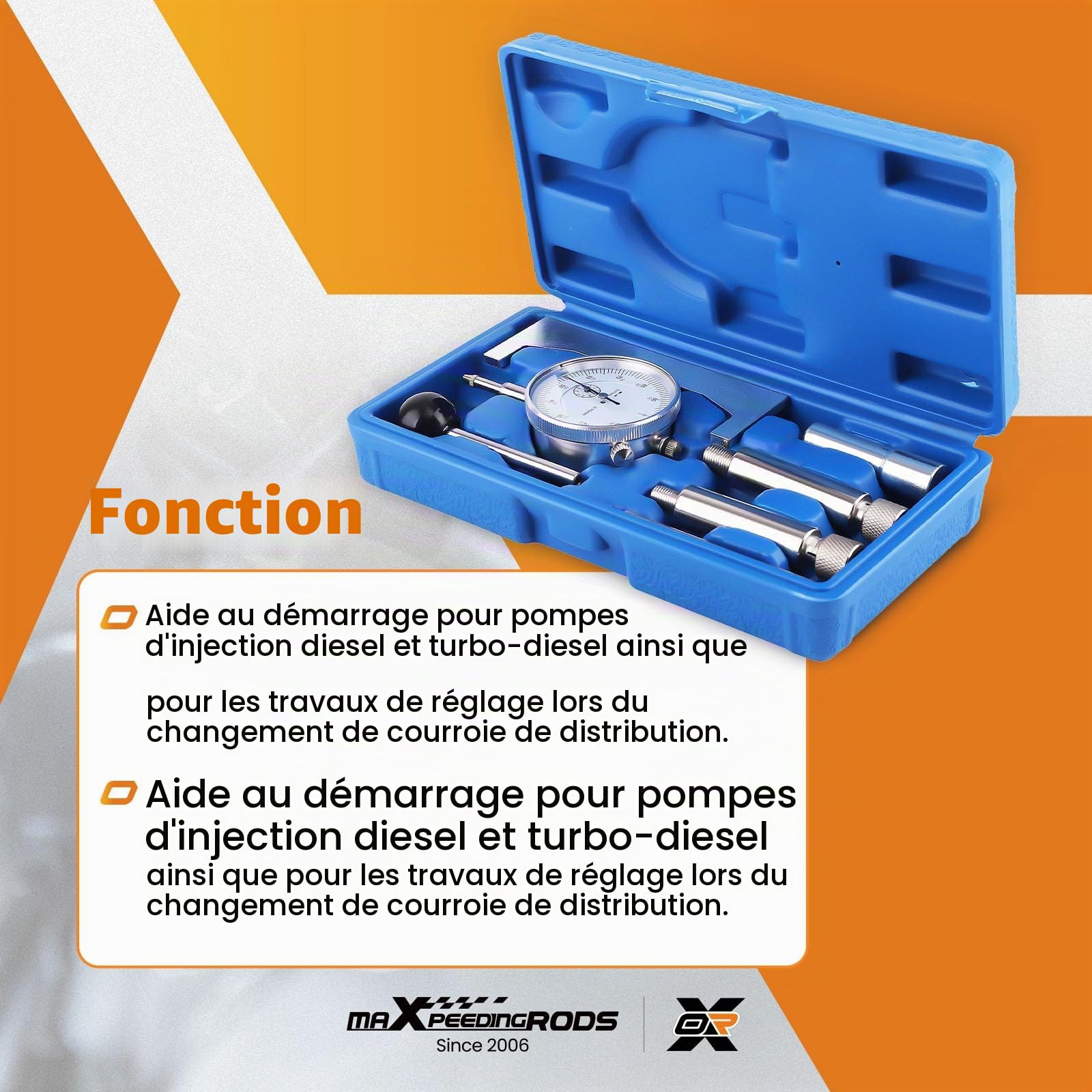 maXpeedingrods Ensemble d'outils de réglage de pompe d'injection de 7pièces | minuterie de mesure, synchronisation de pompe d'injection, adaptateur de régulateur statique pour moteurs turbodiesel