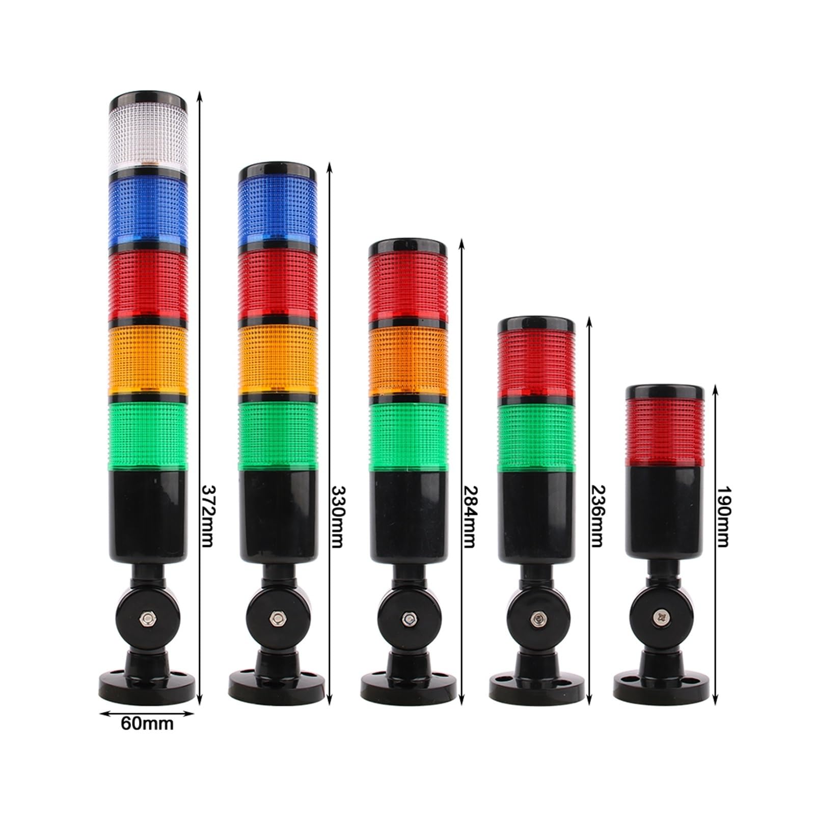 Lámpara de advertencia de luces de alarma de pila de múltiples capas de luz LED de señal constante de Flash negro de 50mm