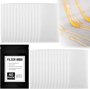 90 Micron Food Grade Nylon Tea Filter Bags 2.5"x4.5" Pressable Rosin, Filter Tea 40 Pack
