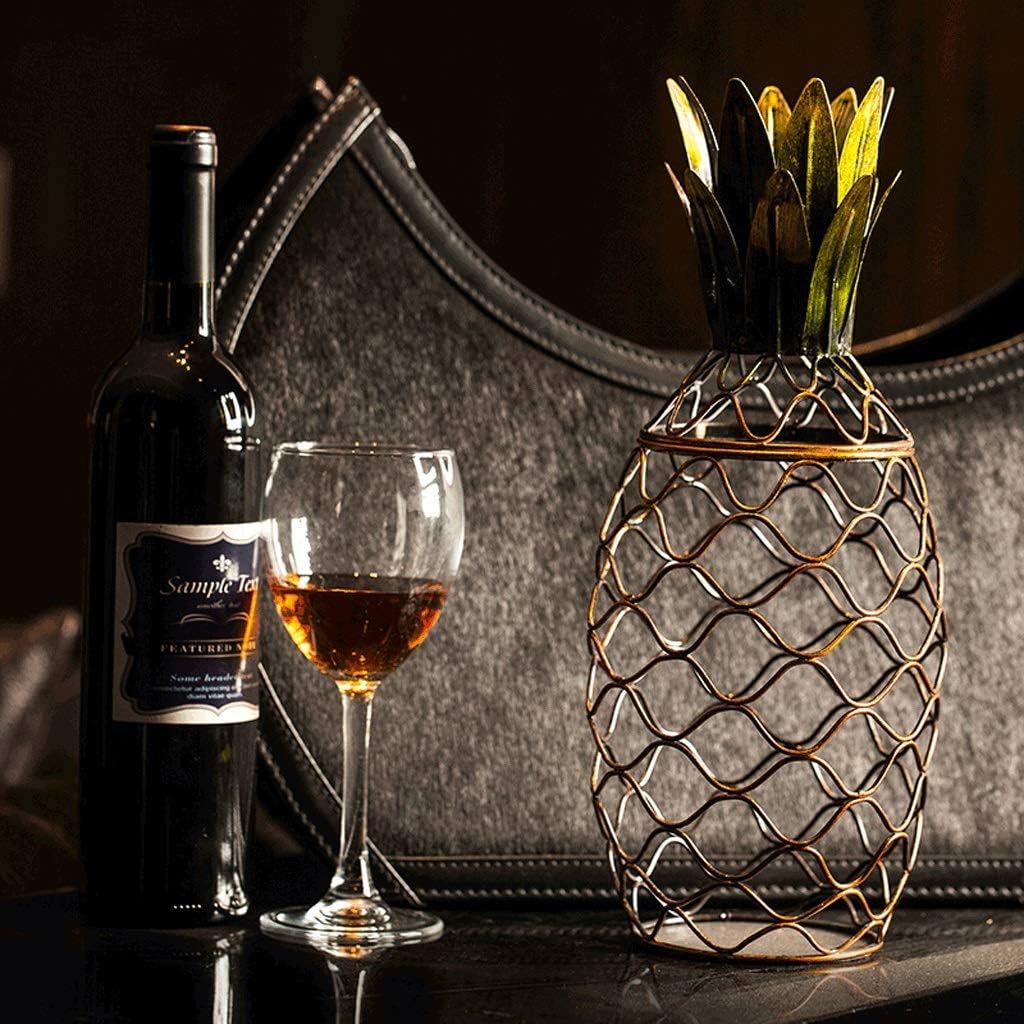 Pineapple Bottle Metal Wine Rack Countertop Free Standing Single Wine Bottle Display Stand Home Bar Decorations 14×14×34 cm